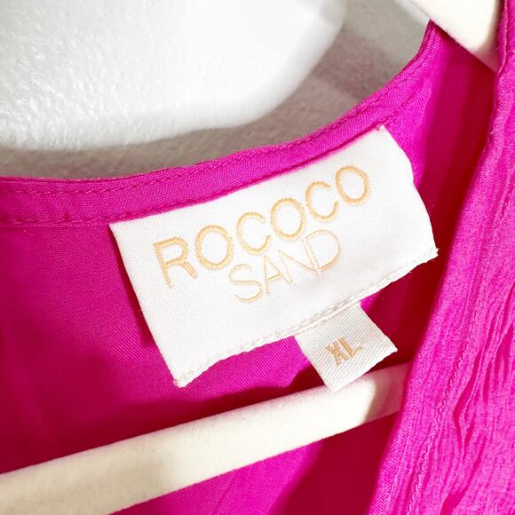 Rococo Sand Womens Chloe Dress Ruffle Hem Long Sleeve Floral Fuchsia Pink XL - Picture 8 of 10